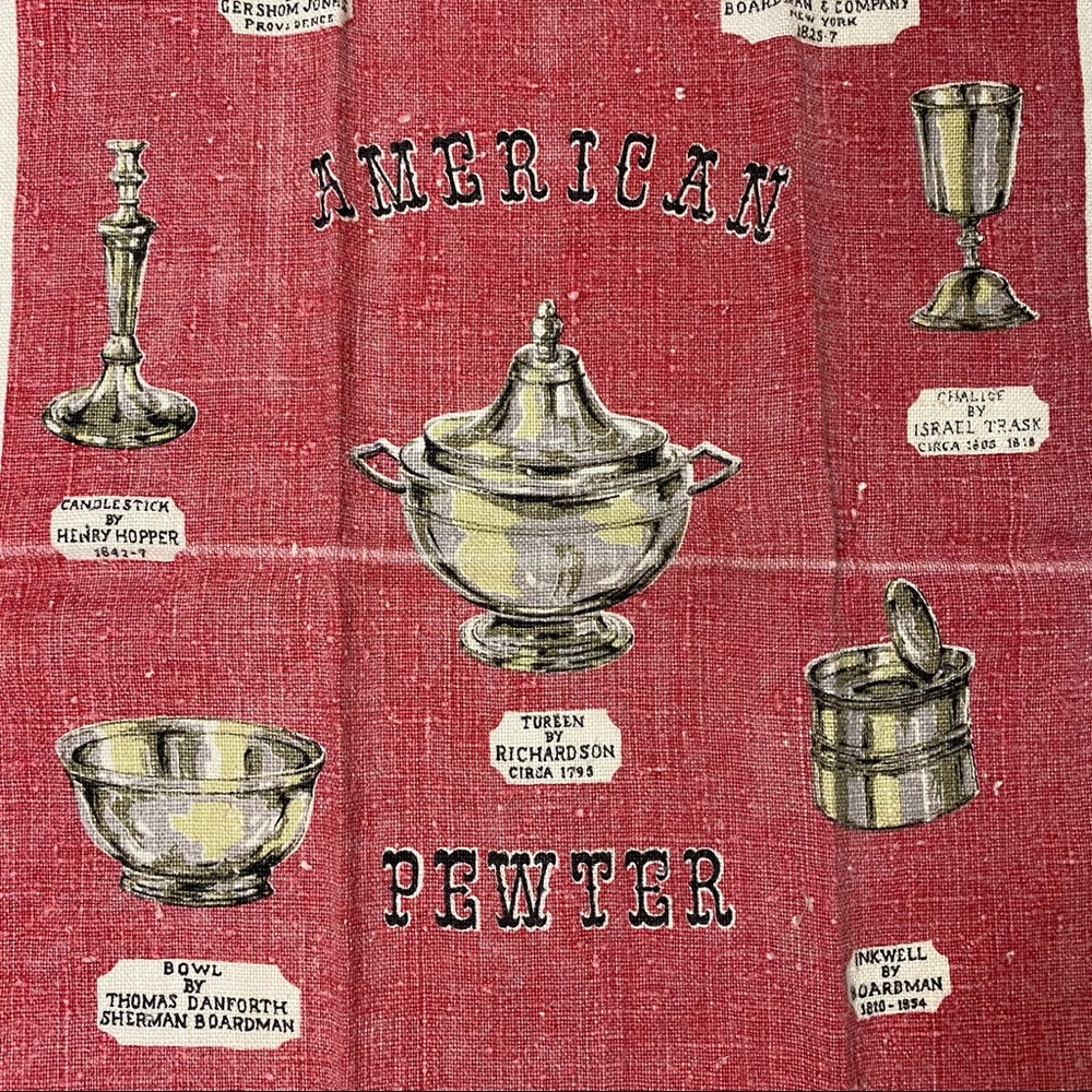 Vintage Linen American Pewter Tea Towel